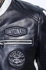 Black and white vintage racing leather jacket - Image n°5