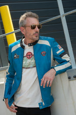 Sheep leather jacket inspired by 1966 Le Mans, Gitanes-blue accents. - Image n°6