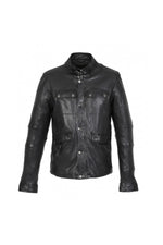 Slim-fit sheepskin leather jacket in glossy black by Oakwood. - Image n°9