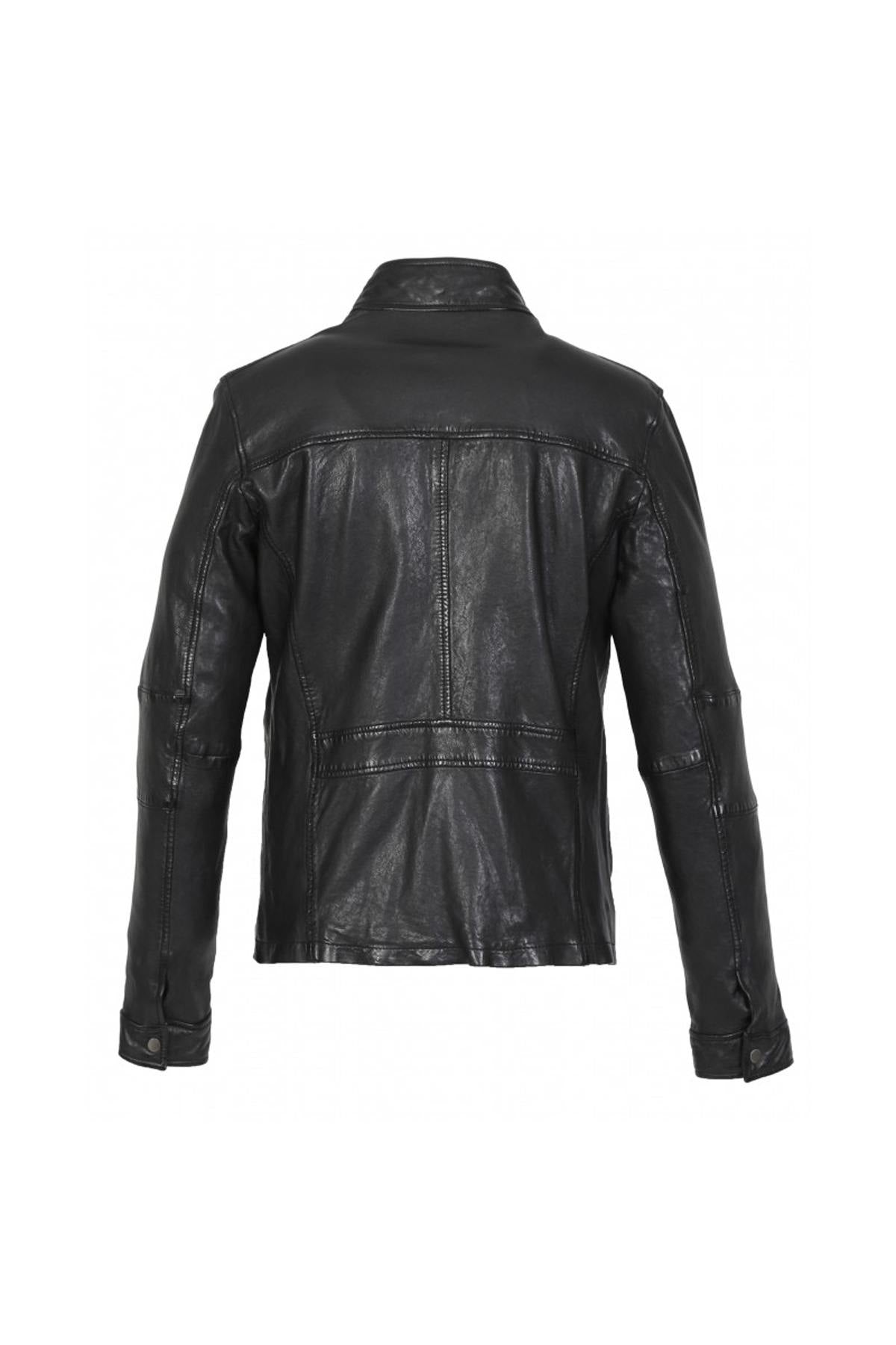 Slim-fit sheepskin leather jacket in glossy black by Oakwood. - Image n°12