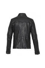 Slim-fit sheepskin leather jacket in glossy black by Oakwood. - Image n°12