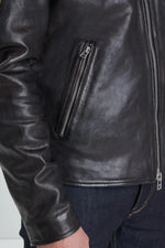 Retro black racing jacket in aged lambskin - Image n°6