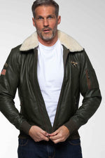 Steve McQueen Le Mans jacket in khaki leather - Image n°1