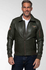 Steve McQueen Le Mans jacket in khaki leather - Image n°3