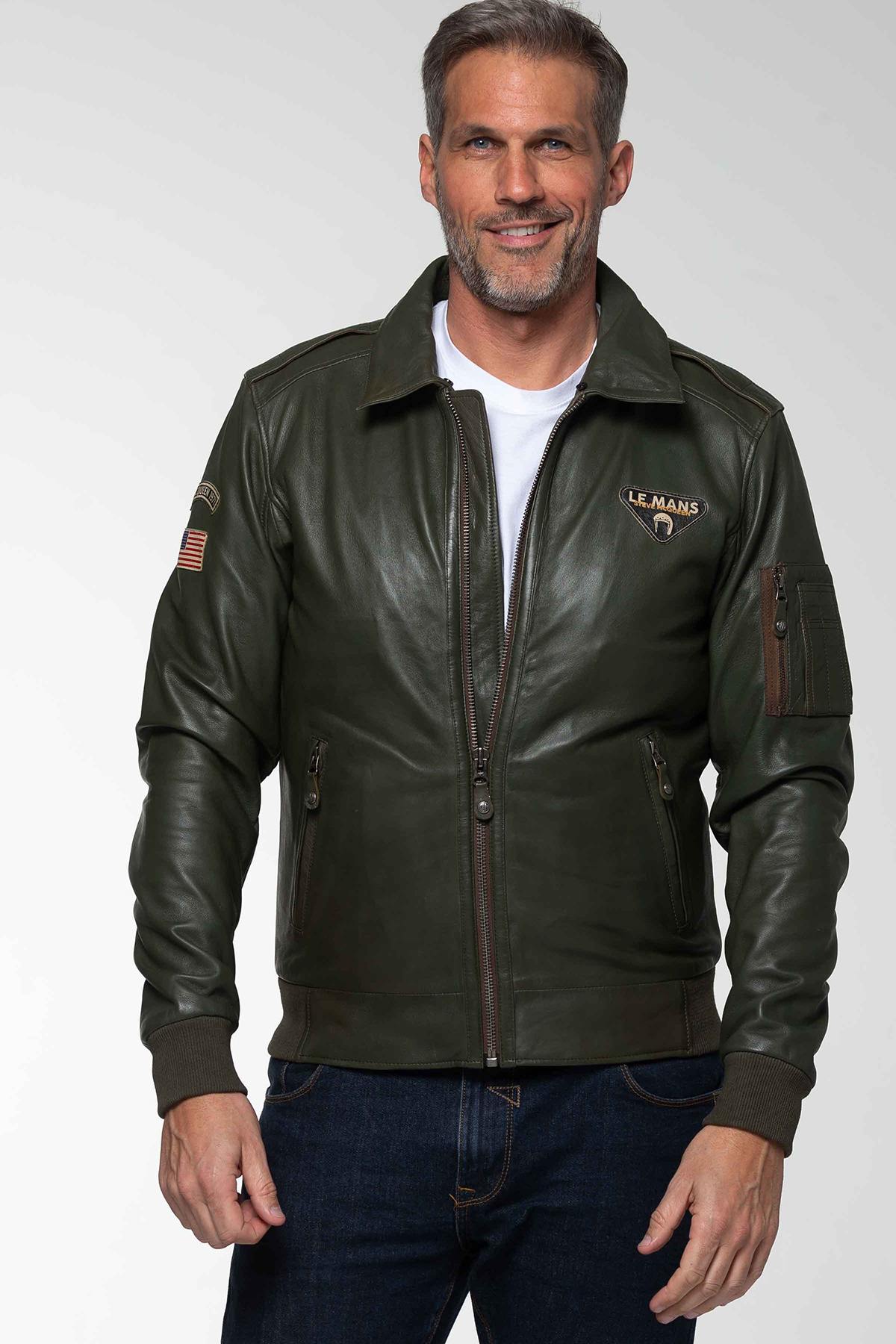 Steve McQueen Le Mans jacket in khaki leather - Image n°3