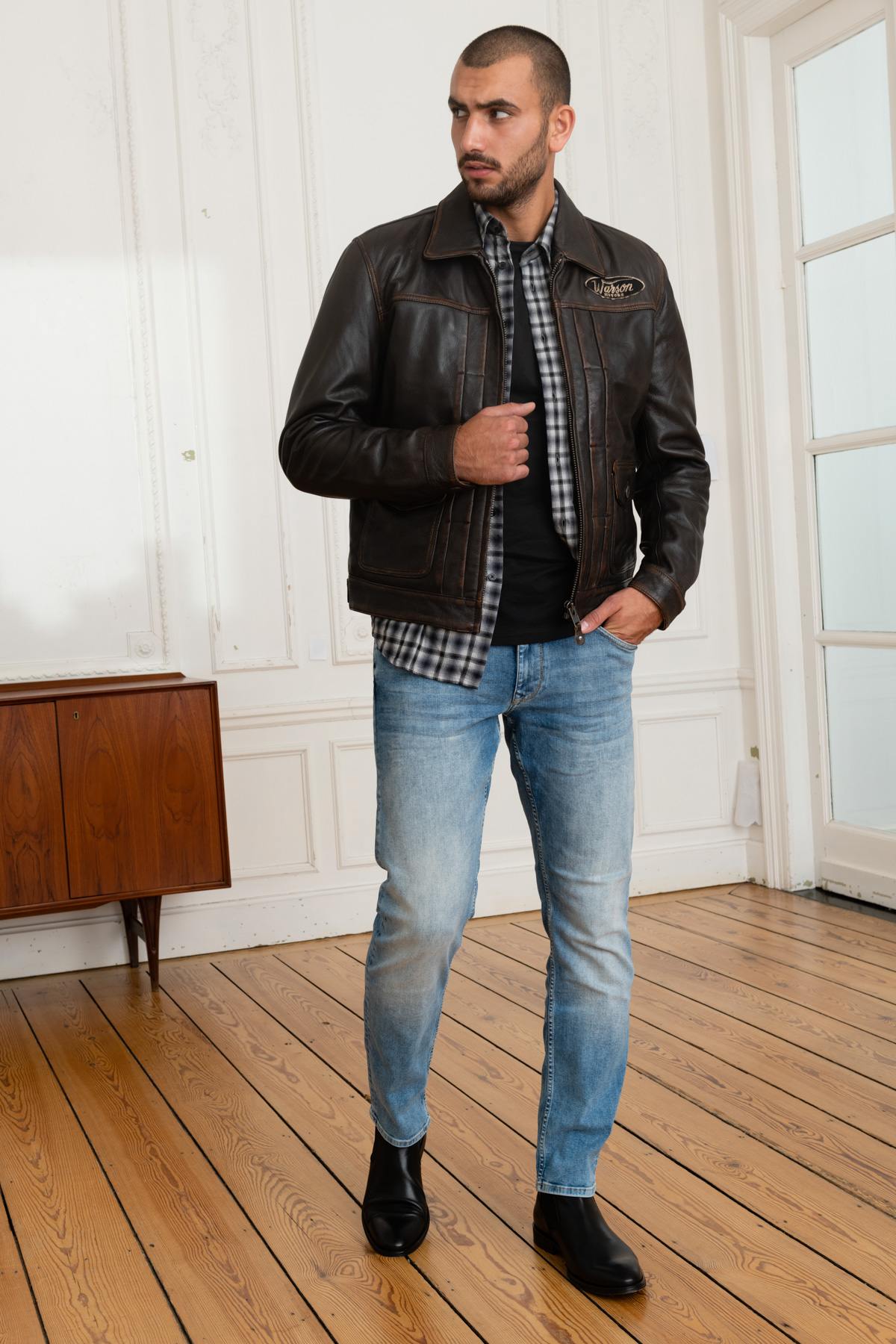 Vintage cowhide leather jacket - Image n°2