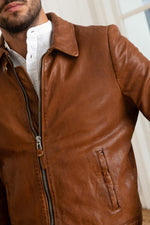 Redskins' lambskin jacket: warm brown, shirt collar, raglan pockets. - Image n°6
