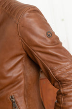 Biker-style jacket in cognac leather - Image n°8