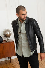 Redskins' eco-friendly lambskin jacket with a smooth, slim fit. - Image n°6