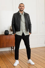 Redskins' eco-friendly lambskin jacket with a smooth, slim fit. - Image n°2