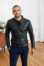 Black sheepskin leather jacket - Image n°4