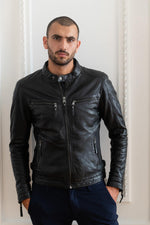 Black sheepskin leather jacket - Image n°10