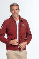 Dark red nubuck sheep leather jacket-Steve McQueen's racing legacy. - Image n°1