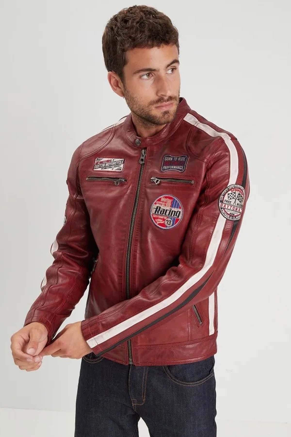 Red Racing Leather Jacket - Image n°2