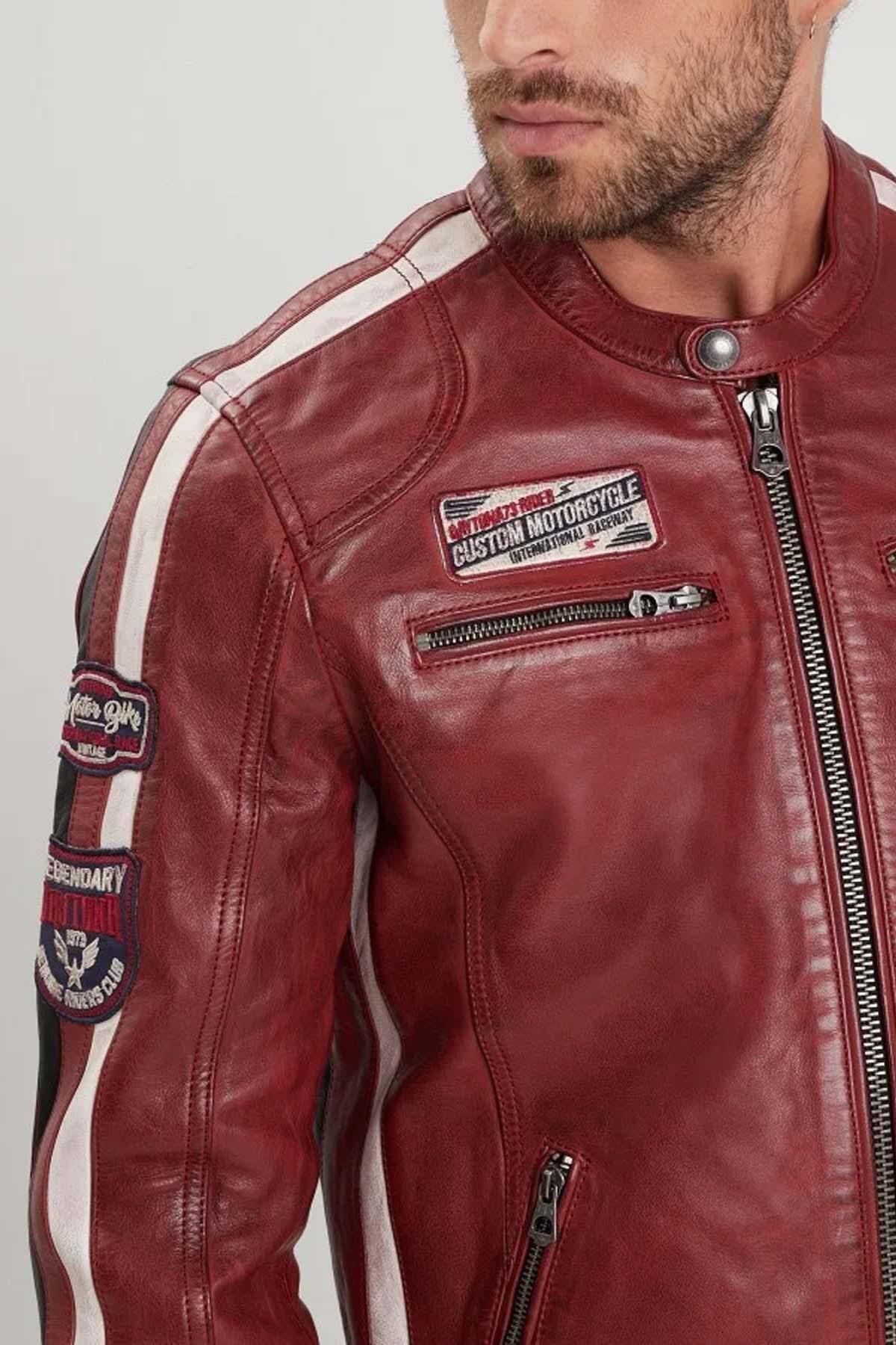 Red Racing Leather Jacket - Image n°5