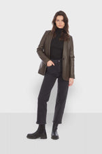 Dark khaki sheep leather blazer, slim fit, buttoned. Sharp and sleek. - Image n°4