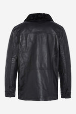 Schott NYC's black cowhide jacket, mid-thigh aviator fit. - Image n°8