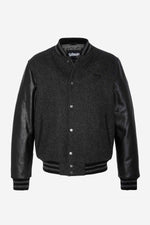 Iconic Schott varsity jacket in grey wool and black calfskin sleeves. - Image n°5