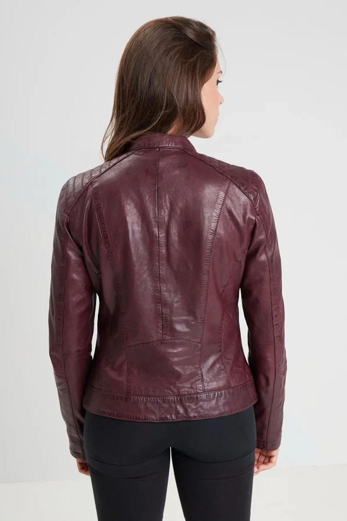 Burgundy Leather Jacket - Image n°3