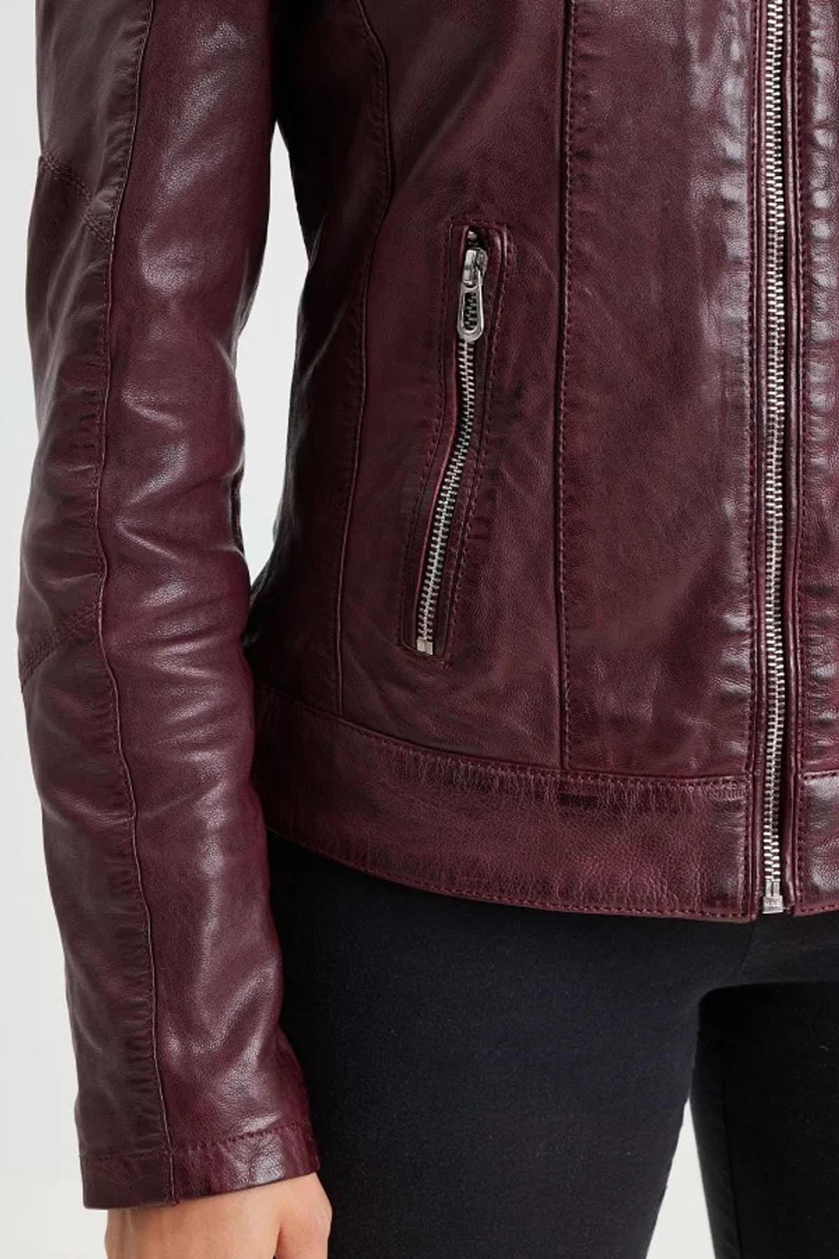 Burgundy Leather Jacket - Image n°5
