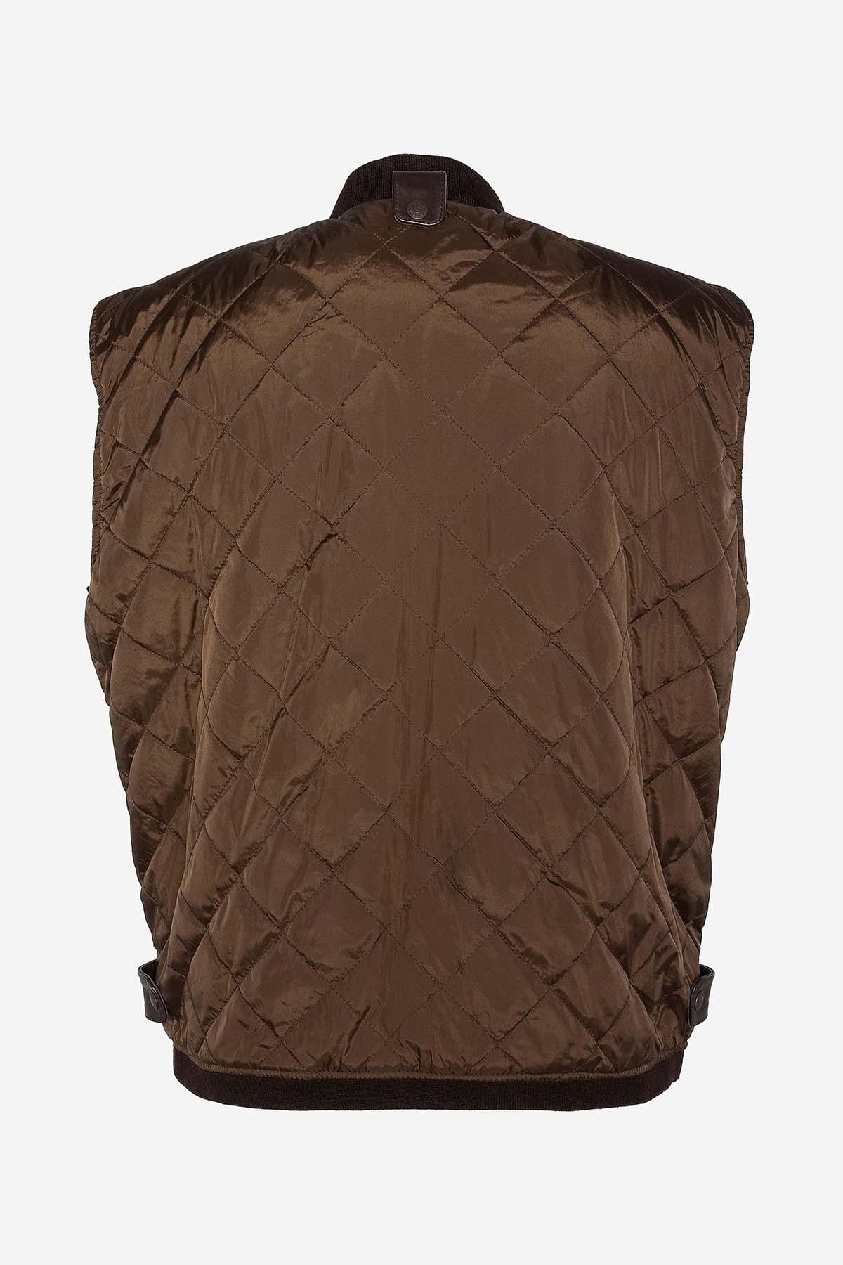 Brown cowhide aviator jacket by Schott. Detachable shearling collar. - Image n°9