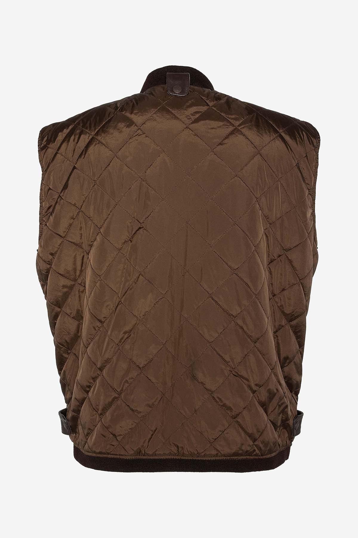 Brown cowhide aviator jacket by Schott. Detachable shearling collar. - Image n°9