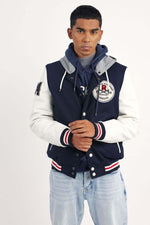 Two-tone blue and white varsity teddy - Image n°6