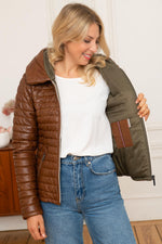 Lined cognac sheep leather jacket-warm and stylish for winter. - Image n°5