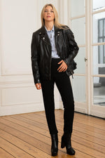 Black leather Biker Jacket - Image n°2