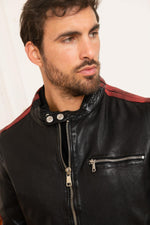Slim lambskin jacket by Redskins. Moto collar and contrast stitching. - Image n°2