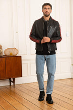 Slim lambskin jacket by Redskins. Moto collar and contrast stitching. - Image n°3