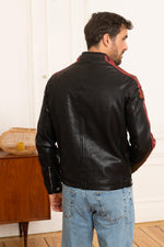 Slim lambskin jacket by Redskins. Moto collar and contrast stitching. - Image n°6