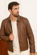 Tobacco sheep leather jacket, vintage rock edge, effortlessly stylish. - Image n°3