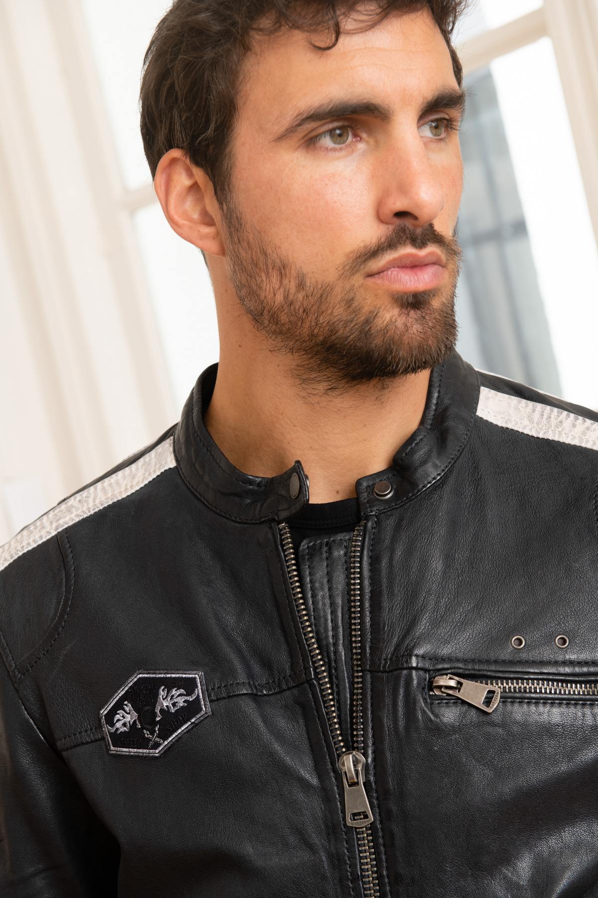Blue Sheepskin Leather Jacket - Image n°7