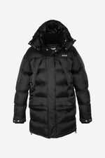 Long black nylon down jacket - Image n°1