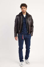 Redskins' Jaegger Alpha aviator jacket in glossy brown lambskin. - Image n°3