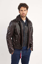 Redskins' Jaegger Alpha aviator jacket in glossy brown lambskin. - Image n°1