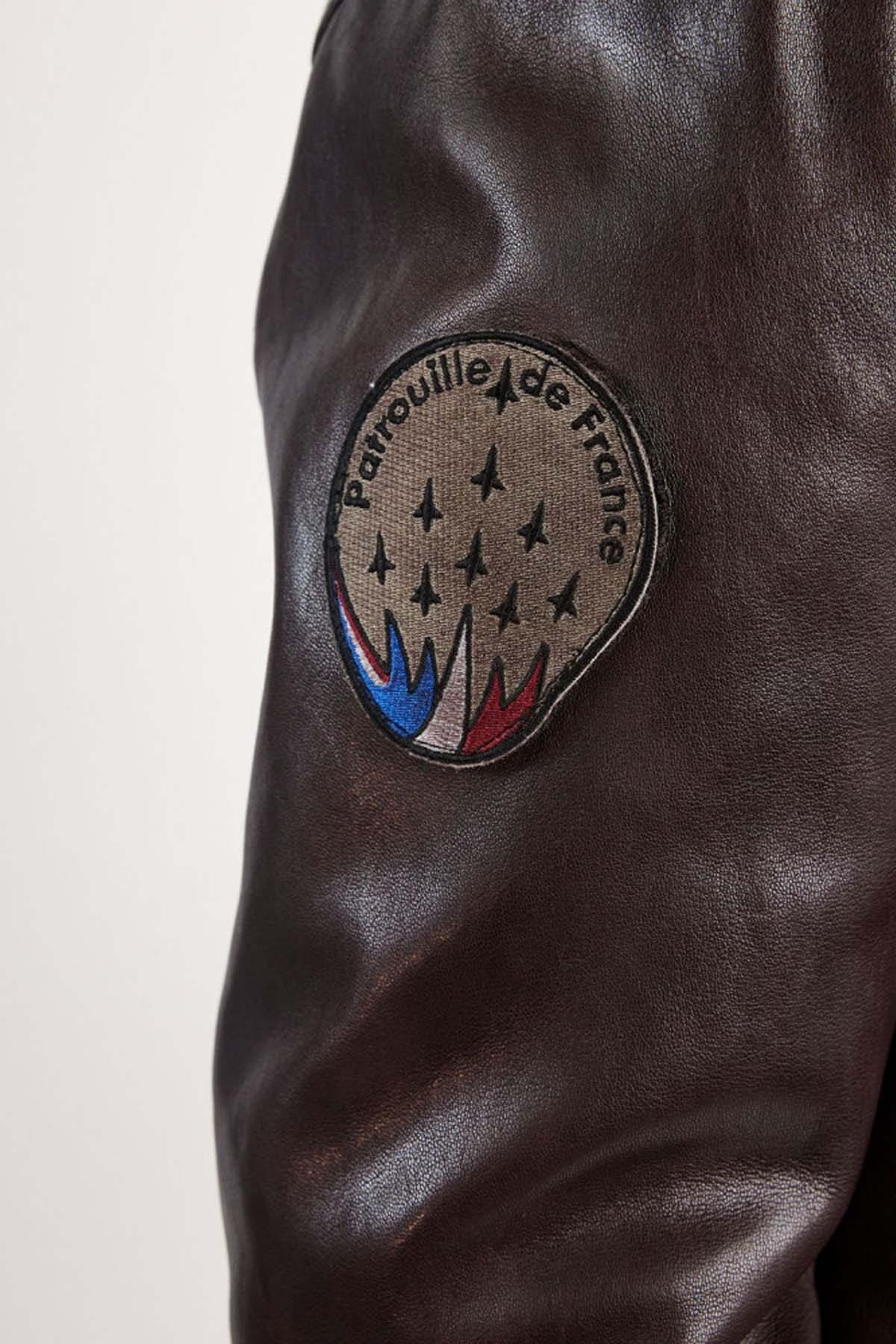 Redskins' Jaegger Alpha aviator jacket in glossy brown lambskin. - Image n°4