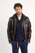 Redskins' Jaegger Alpha aviator jacket in glossy brown lambskin. - Image n°6