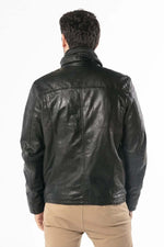 Black lambskin jacket with vintage moto details, sleek and road-ready. - Image n°4