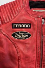 Women's racing jacket in red leather - Image n°4
