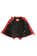Women's racing jacket in red leather - Image n°3