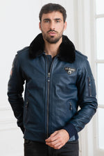 McQueen jacket in blue genuine leather - Image n°4