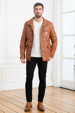 Supple cognac lambskin jacket, timeless and versatile for all seasons. - Image n°4