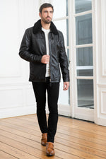 Schott NYC's black cowhide jacket, mid-thigh aviator fit. - Image n°2
