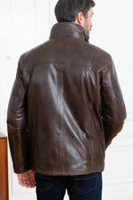 Timeless brown lambskin jacket with biker flair and removable warmth. - Image n°5