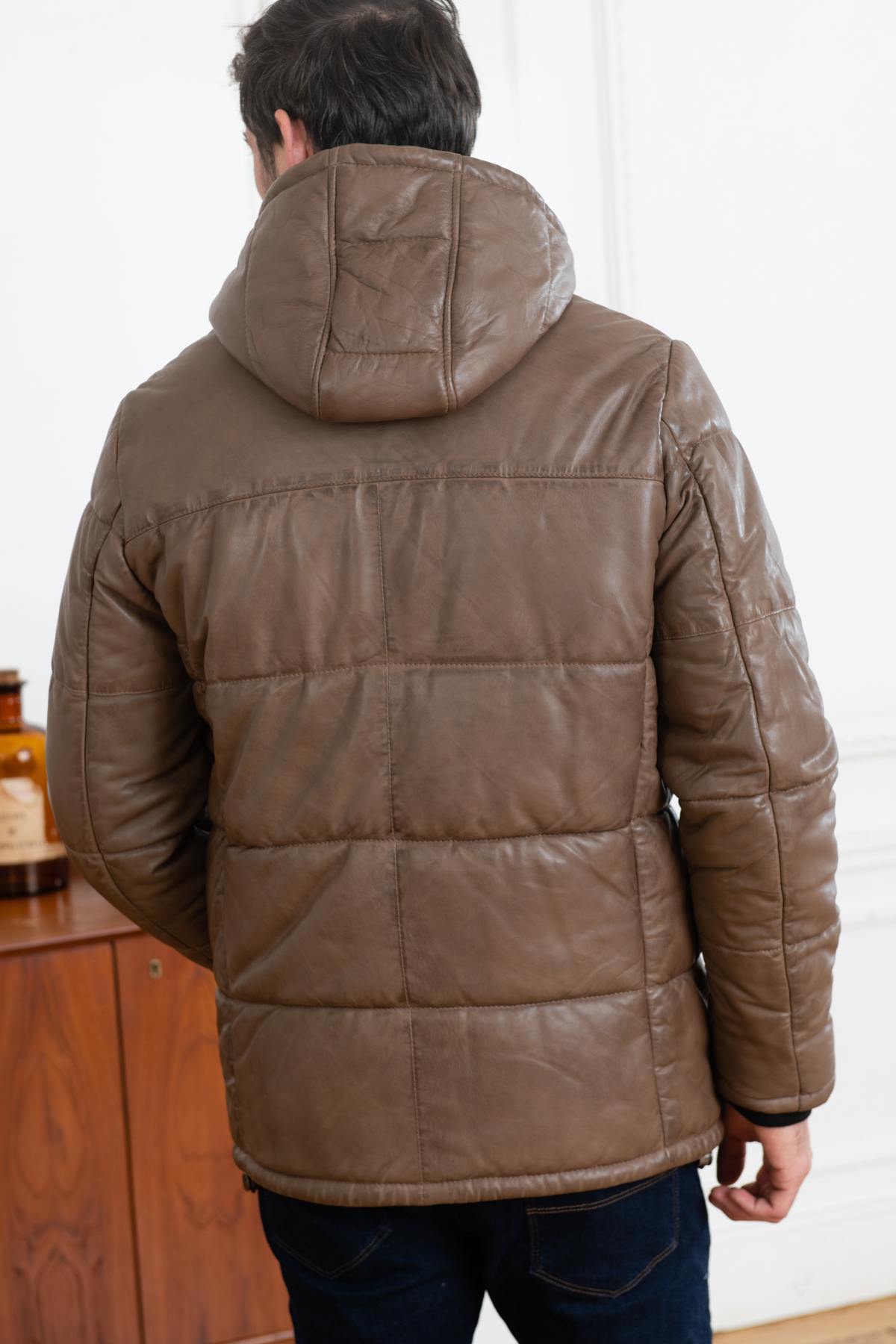 Maroon leather jacket by Oakwood: shearling and Thinsulate for warmth. - Image n°5