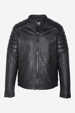 Timeless Schott biker jacket in soft lambskin with quilted shoulders. - Image n°6