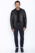 Timeless Schott biker jacket in soft lambskin with quilted shoulders. - Image n°3