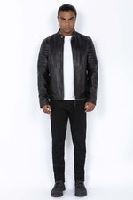 Biker-style jacket in black cowhide leather - Image n°2